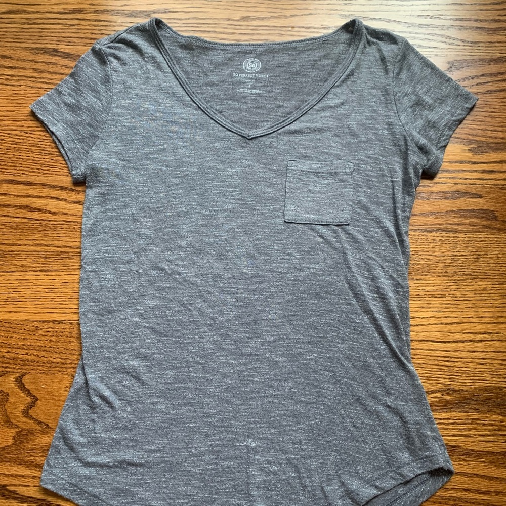 Gray Flowy V-Neck Shirt